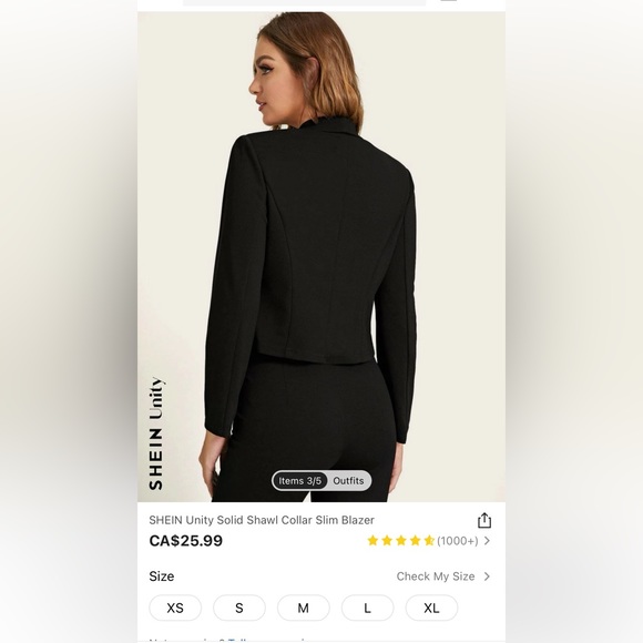 Cropped open black blazer - SHEIN -XS - Picture 2 of 4